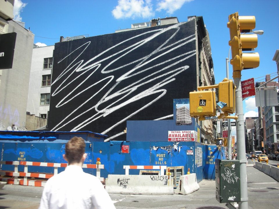 New York abstract street marketing, Manhattan, big wall building